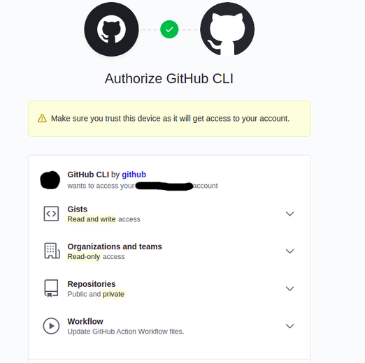 GitHub CLI grant access